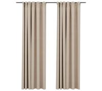Vidaxl Rideaux Occultants Aspect Lin Et Crochets 2 Pcs Beige 140x245cm