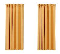 Vidaxl Rideaux Occultants Aspect Lin Et Crochets 2 Pcs Jaune 140x175cm