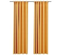 Vidaxl Rideaux Occultants Aspect Lin Et Crochets 2 Pcs Jaune 140x245cm
