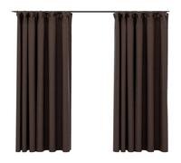 Vidaxl Rideaux Occultants Aspect Lin Et Crochets 2 Pcs Taupe 140x175cm