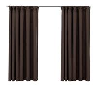 Vidaxl Rideaux Occultants Aspect Lin Et Crochets 2 Pcs Taupe 140x175cm