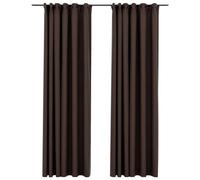 Vidaxl Rideaux Occultants Aspect Lin Et Crochets 2 Pcs Taupe 140x225cm
