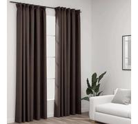 Vidaxl Rideaux Occultants Aspect Lin Et Crochets 2 Pcs Taupe 140x245cm