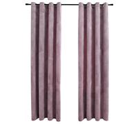Vidaxl Rideaux Occultants Avec Anneaux 2 Pcs Velours Rose 140x245 Cm