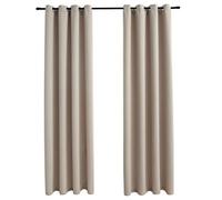 Vidaxl Rideaux Occultants Avec Anneaux En Mã©Tal 2 Pcs Beige 140x225 Cm