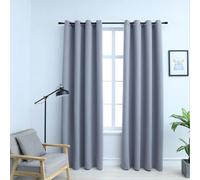 Vidaxl Rideaux Occultants Avec Anneaux En Métal 2 Pcs Gris 140x225 Cm