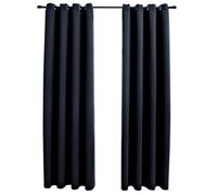 vidaXL Rideaux occultants avec anneaux en métal 2 pcs Noir 140x175 cm