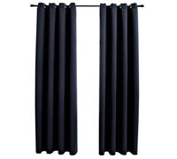vidaXL Rideaux occultants avec anneaux en métal 2 pcs Noir 140x245 cm