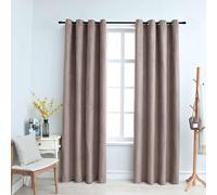 Gordijn verduisterend met metalen ringen 2 st 140x225 cm taupe134477