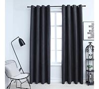 Vidaxl Rideaux Occultants Avec Anneaux Métal 2pcs Anthracite 140x175cm
