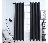 Vidaxl Rideaux Occultants Avec Anneaux Métal 2pcs Anthracite 140x225cm