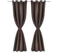 vidaXL Rideaux occultants avec anneaux métalliques 135 x 245 cm brun blackout