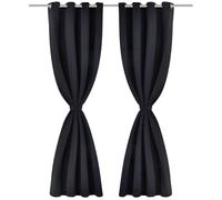 vidaXL Rideaux occultants avec anneaux métalliques 135 x 245 cm noir blackout