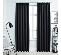 Vidaxl Rideaux Occultants Avec Crochets 2 Pcs Noir 140x175 Cm