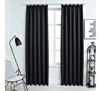 Vidaxl Rideaux Occultants Avec Crochets 2 Pcs Noir 140x245 Cm
