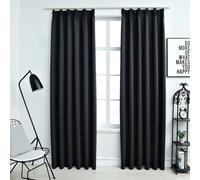 Gordijnen verduisterend met haken 2 st 140x245 cm zwart134416