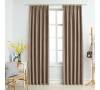 Gordijnen verduisterend met haken 2 st 140x175 cm taupe134479