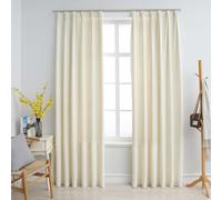 Vidaxl Rideaux Occultants Avec Crochets 2 Pcs Velours Crã¿Me 140x175 Cm