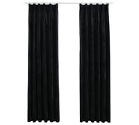 Vidaxl Rideaux Occultants Avec Crochets 2 Pcs Velours Noir 140x175 Cm