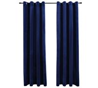 Vidaxl Rideaux Occultants Et Anneaux 2pcs Velours Bleu Foncã© 140x225cm