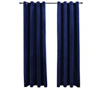 Vidaxl Rideaux Occultants Et Anneaux 2pcs Velours Bleu Foncé 140x225cm