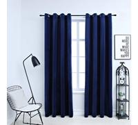 Vidaxl Rideaux Occultants Et Anneaux 2pcs Velours Bleu Foncã© 140x245cm