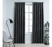 Vidaxl Rideaux Occultants Et Crochet 2pcs Velours Anthracite 140x175cm