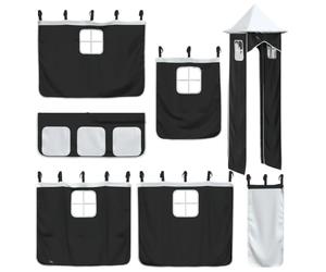 vidaXL Rideaux pour lit Mezzanine avec Tour Blanc et Noir Polyester