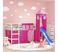 vidaXL Rideaux pour lit mezzanine avec tour 835924 - poches pour enfant - rose polyester