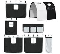 vidaXL Rideaux pour lit Mezzanine avec Tunnel Blanc et Noir Polyester
