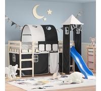 vidaXL Rideaux pour lit mezzanine avec tunnel et tour – Blanc/Noir (Blanc G)