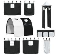 vidaXL Rideaux pour lit mezzanine avec tunnel et tour – Blanc/Noir (Blanc G)