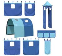 Rideaux pour lit mezzanine avec tunnel et tour bleu