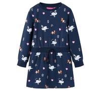 vidaXL Robe pour Enfants à Manches Longues Vêtement Imprimé Cygne Bleu Marine 116