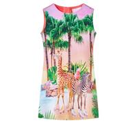 vidaXL Robe pour Enfants Vêtement Filles Paysage Tropical et Imprimé Animal Corail 128