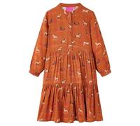 vidaXL Robe pour Enfants Vêtement Manches Longues Filles Imprimé Chevaux Cognac 128