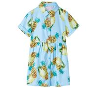 vidaXL Robe pour Enfants Vêtement Tout-Petits Manches Courtes Imprimé Ananas Bleu 104