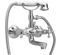 vidaXL Mitigeur de baignoire 146491 – 2 poignées, déviateur douche à main Chrome