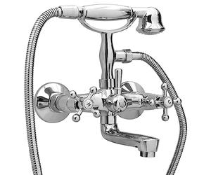 vidaXL Robinet de baignoire à 2 poignées et déviateur de douche Chrome