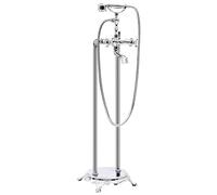 vidaXL Robinet de Baignoire sur Pied Douche Mitigeur Douchette Salle de Bain Maison Intérieur Fixation au Sol Autoportant Acier Inoxydable 99,5 cm Argenté
