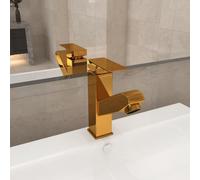 vidaXL Robinet pour lavabo avec douchette extractible Golden 157x172 mm