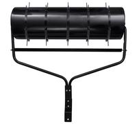 vidaXL Rouleau à gazon avec pinces d'aération à tirer Noir 63 L fer