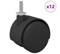 vidaXL Roulettes 12 pcs Noir 40,1 x 40,1 x 37,8 mm PP et Fer