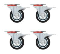 vidaXL 4 roulettes pivotantes pour meuble – double frein – 50 kg – 75 mm