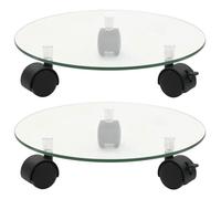 vidaXL Porte-plantes roulant 2 pcs Verre trempé 28 cm Rond