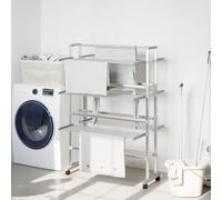 vidaXL S¿¿choir ¿¿ linge avec roues 89x64x129 cm aluminium