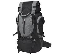 vidaXL Sac à Dos de randonnée XXL 75L Noir et Gris Sac à Dos pour Camping Voyage