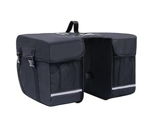 vidaXL Sac de Vélo Double pour Porte-Bagages Etanche Sacoche de Vélo Sac de Bicyclette Sac de Rangement Voyage à Vélo Camping 35 L Noir