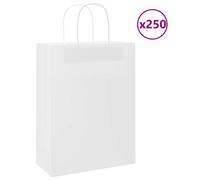 vidaXL Sacs en papier 250 pcs. avec anses blanc 26x12x35 cm