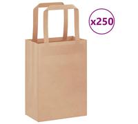 Vidaxl Sacs En Papier 250 Pcs Avec Poignées Marron 15x8x21 Cm